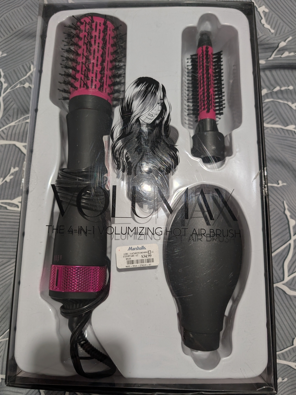 4-in-1 Volumizing Hot Air Brush - Pink/Black